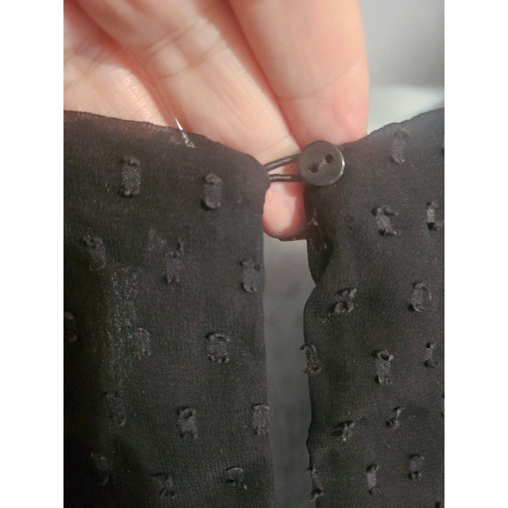 American Eagle Outfitters Black Swiss Dot Floral Embroidered Peplum Top - Picture 11 of 15